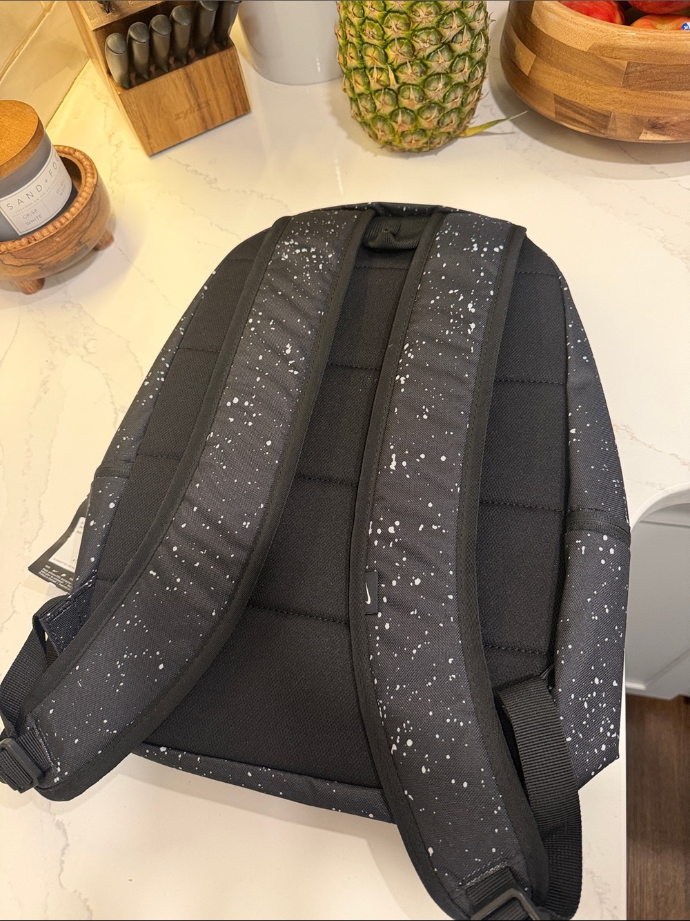 Nike Black Speckle Print Backpack with White Logo - Picture 3 of 5